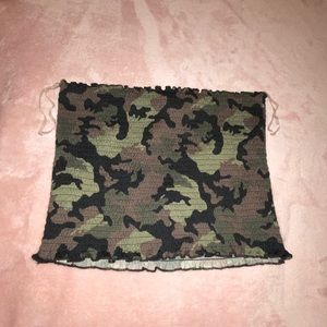 camo bandeau crop top